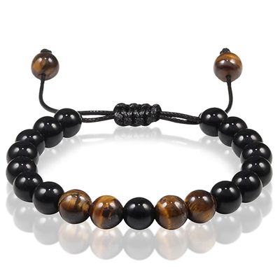 Kralen armband Memphis Verstelbaar Onyx Tijgeroog 8mm