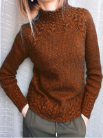 Solid Turtleneck Long Sleve Vintage Sweater - thumbnail