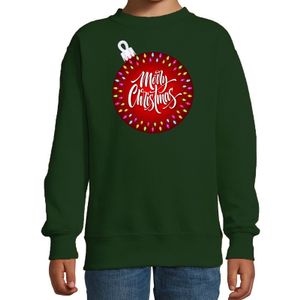 Foute kersttrui / sweater kerstbal Merry christmas groen kids