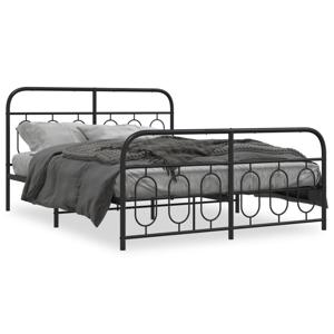 Bedframe met hoofd- en voeteneinde metaal zwart 135x190 cm