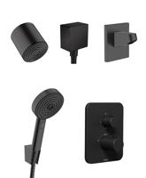 Blaufoss Smartbox Softline thermostatische kraan Inbouw regendoucheset met regendouchekop 10.5cm mat zwart - thumbnail