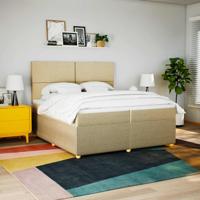 Boxspring met matras stof crèmekleurig 200x200 cm