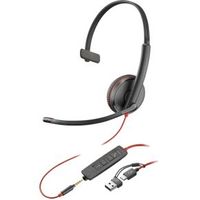 HP Poly Blackwire 3215 Headset Bedraad Hoofdband Kantoor/callcenter USB Type-A Zwart
