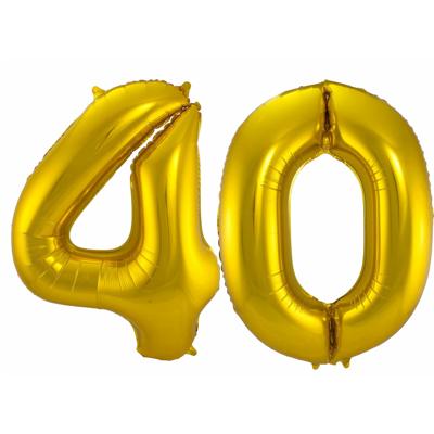 Folat Folie ballonnen - 40 jaar cijfer - goud - 86 cm - leeftijd feestartikelen - versiering