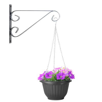 Hangpot + Muurhaak Imola - antraciet - D25 cm - kunststof - metaal - tuinaccessoires