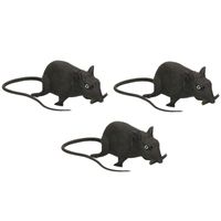 3x stuks piepende horror decoratie rat 13 cm 3x stuks piepende horror decoratie rat 13 cm