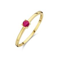 14k Geelgouden Ring Juli Robijn Geboortesteen 3mm