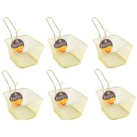 6x stuks gouden patat/snack serveermandjes/frietmandjes 14 cm