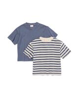 HEMA Baby T-shirts Rib Strepen - 2 Stuks Blauw (blauw)