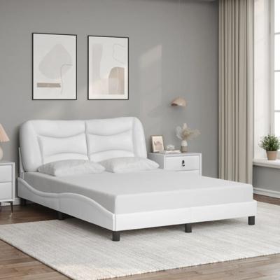 Bedframe met hoofdbord kunstleer wit 140x200 cm