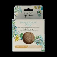 Lady Green Konjac gezichtsspons crushed walnut 1 Stuks