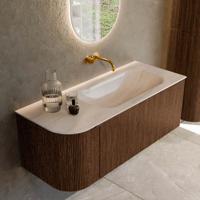 Badmeubel Mondiaz Kurve-Dlux | 115 cm | Meubelkleur Walnut | Wastafelkleur Meli | Solid surface | Wasbak rechter zijde spoelbak | Zonder kraangat(en) Badmeubel Mondiaz Kurve-Dlux | 115 cm | Meubelkleur Walnut | Wastafelkleur Meli | Solid surface | Wasbak rechter zijde spoelbak | Zonder kraangat(en)