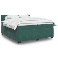 Boxspring met matras fluweel donkergroen 200x200 cm