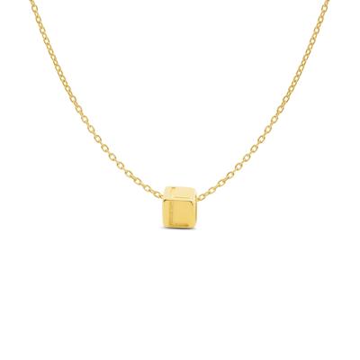 Minimalistische letter ketting cube - 14K GOUD - Goud - L
