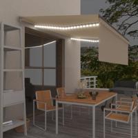 Luifel handmatig uittrekbaar met rolgordijn en LED 4x3 m crème