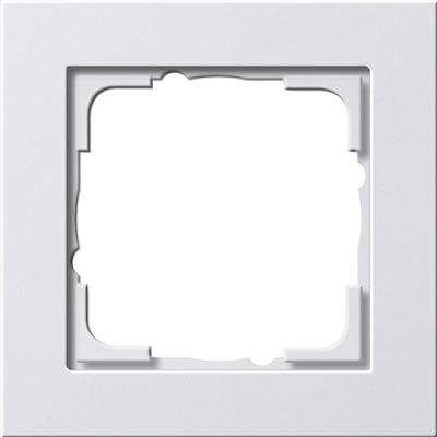 Gira E2 afdekraam 1-voudig zuiverwit glanzend 021129 rechte hoeken