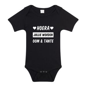 Hoera oom en tante cadeau baby rompertje zwart jongens/meisjes 92 (18-24 maanden)  -