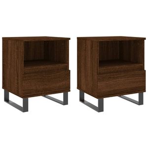 vidaXL Nachtkastjes 2 st 40x35x50 cm bewerkt hout bruin eikenkleur