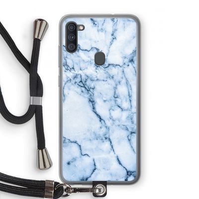 Blauw marmer: Samsung Galaxy A11 Transparant Hoesje met koord