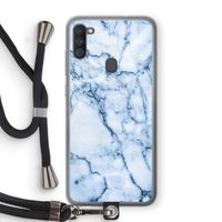 Blauw marmer: Samsung Galaxy A11 Transparant Hoesje met koord