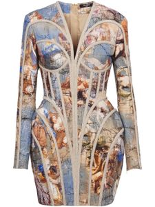 Balmain robe mi-longue imprimé abstrait - Multicolore