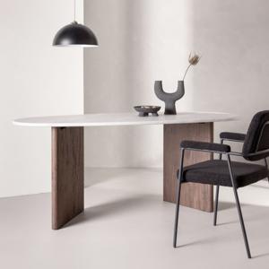 Nohr Organische Eettafel Jenea Betonlook MDF, 180 x 90cm - Lichtgrijs