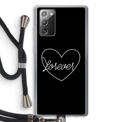 Forever heart black: Samsung Galaxy Note 20 / Note 20 5G Transparant Hoesje met koord