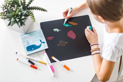 Jaq Jaq Bird krijtbord junior 20 x 45 cm bamboe zwart 5 delig