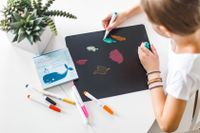 Jaq Jaq Bird krijtbord junior 20 x 45 cm bamboe zwart 5 delig - thumbnail