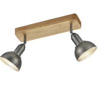 Trio Houten plafondlamp Delhi 2-lichts spots antiek zilver 803400267