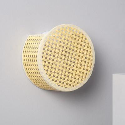 Wandlamp retro &apos;Marco&apos; vintage e14 fitting rotan rond 20 cm