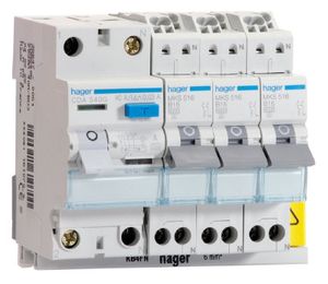 Hager VKS03COMBI aardlekschakelaar met 3x lichtgroep