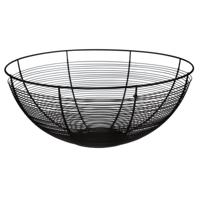 Fruitschaal - zwart - metaal - 32 cm - rond - fruitmand - draadmand