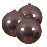 3x stuks grote kunststof kerstballen lila paars 14 cm glans