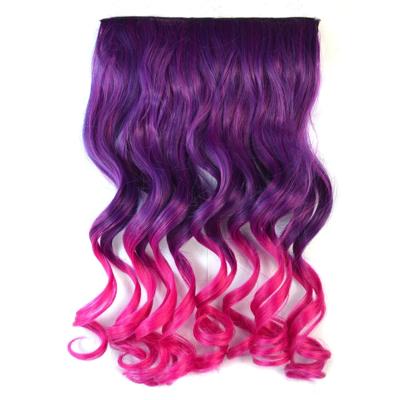 Eendelige naadloze Hair Extension stuk kleur verloop grote golf lang Curling Clip Type haarstukje