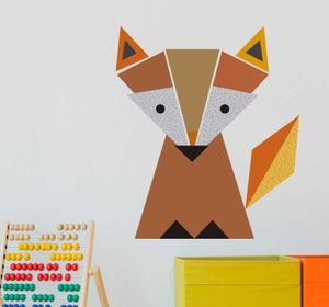 Muursticker wilde dieren Origami vos