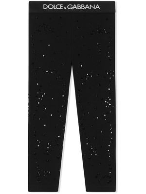 Dolce & Gabbana Kids legging à ornements strassés - Noir