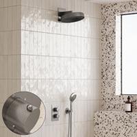 Regendouche set SaniClear Evolution Curved | 30 cm | Incl.Inbouwdeel | 2 standen handdouche | RVS