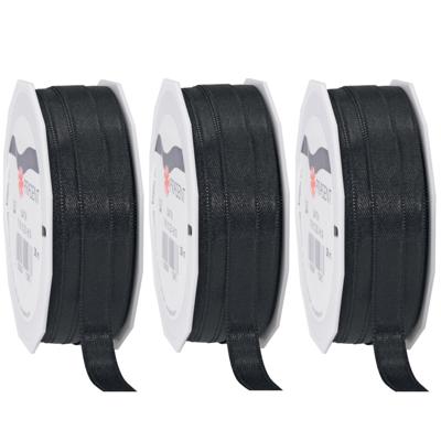 Cadeaulint Satijn - 3x - 1 cm x 25 meter - zwart - cadeaus inpakken - sierlint Cadeaulint Satijn - 3x - 1 cm x 25 meter - zwart - cadeaus inpakken - sierlint