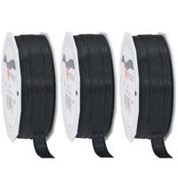 Cadeaulint Satijn - 3x - 1 cm x 25 meter - zwart - cadeaus inpakken - sierlint