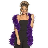 Boland Carnaval verkleed boa met veren - paars - 180 cm - 80 gram - Glitter and Glamour   - - thumbnail