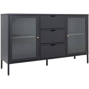 House Nordic Dalby Zwart | Glas Dressoir 2-Deuren 3-Lades