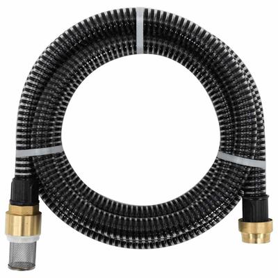 VidaXL Zuigslang met messing koppelingen 1,1&apos;&apos; 3 m pvc zwart