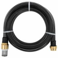 VidaXL Zuigslang met messing koppelingen 1,1&apos;&apos; 3 m pvc zwart