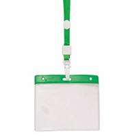 Badgehouders - 10x - groen - 11 x 58 cm - kunststof/plastic - keycord - naamkaarthouders