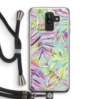 Tropical Palms Blue: Samsung Galaxy J8 (2018) Transparant Hoesje met koord