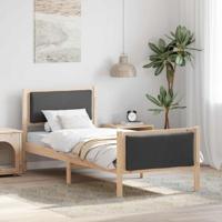 Bedframe met hoofdeinde Donkergrijs 75 x 190 cm Stof