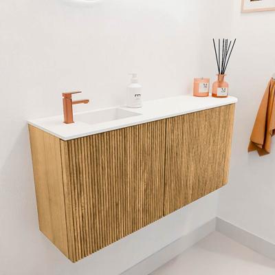 Toiletmeubel Mondiaz Joya | 91.6 cm | Meubelkleur Oak | Faye wastafel Talc Links | 1 kraangat