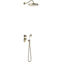 Regendouche set Tres Clasic | Inbouw | Thermostaatkraan | 2-weg | Vintage | Messing mat