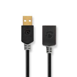 Verlengkabel USB 2.0 | A male - A female | 2,0 m | Antraciet
